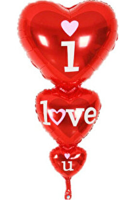 Folyo Balon 3Lü Kalp I Love You 45X86 Cm 1 Adet