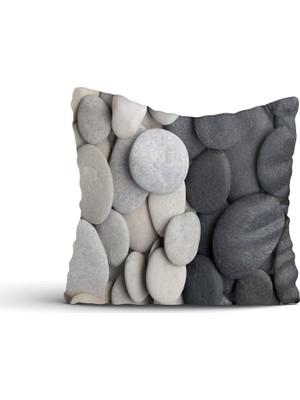 Cici Tasarım Siyah Beyaz Çakıl Taşı Kırlent Kılıfı-60x60