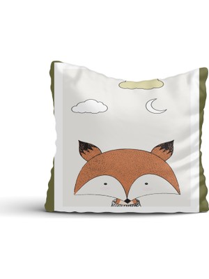 Cici Odam Sevimli Tilki Bulut ve Ay Kırlent Kılıfı-45x45