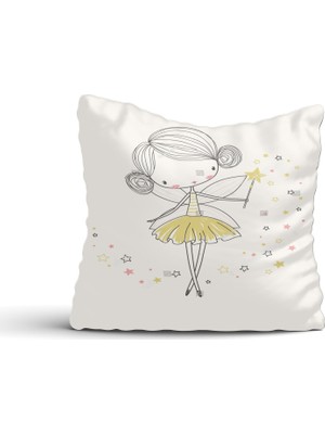 Cici Odam Balerin Figür Çizgi Karekter Kırlent Kılıfı-45x45