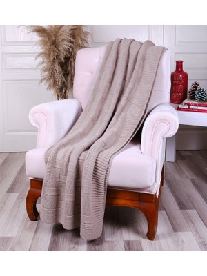 Betires Home Örgü Koltuk Şalı Ta11019 Bej