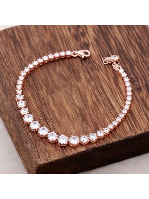 Sümer Telkari Rose Gümüş Su Yolu Tasarım Bileklik 2778