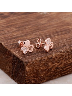 Sümer Telkari Rose Gümüş Yonca Tasarımlı Küpe 3758