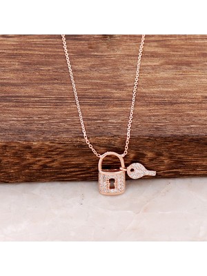 Sümer Telkari Tasarım Kilit Rose Gümüş Kolye 4110