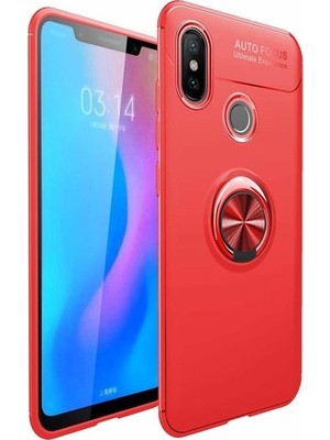 Arabulalaca Xiaomi Mi 8 Se Kılıf Standlı Yüzüklü Mıknatıslı Kılıf Kırmızı
