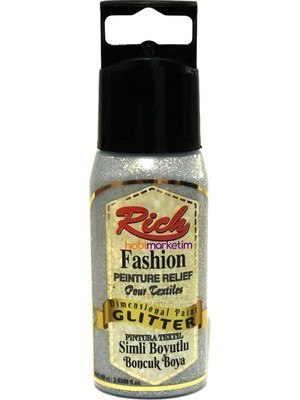 Rich Boyutlu Boncuk Boya 60Cc Gümüş Simli