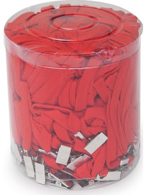 Magnetek Inox Kırmızı Klipsli Yaka Kartı İpi 50 Adet Şık Görünüm Sağlayan Metal Klipsli 7682
