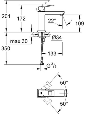 Grohe Eurocube Tek Kumandalı Lavabo Bataryası - 23446000