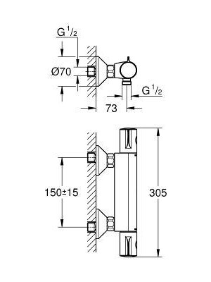 Grohe Grohtherm 800 Termostatik Duş Bataryası - 34558000