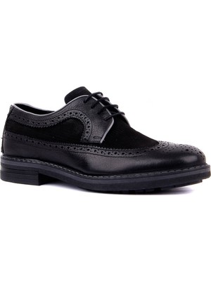 Sail Laker's Siyah Deri Bağcıklı Erkek Günlük Ayakkabı
