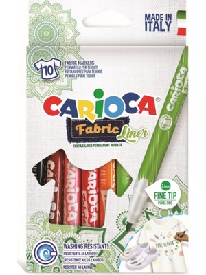 Carioca Keçeli Kumaş Boya Kalemi Fıne 10'Lu 2.5 mm Kalınlıkta Çocuklar İçin Renkli Set