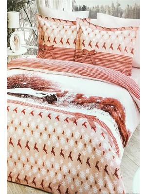 Özdi̇Lek Çift Kişilik Ranforce Nevresim Takımı-Snow House Bordo