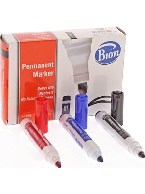 Bion Permanent Marker 9175- Yuvarlak Uç - Mavi 12 Li