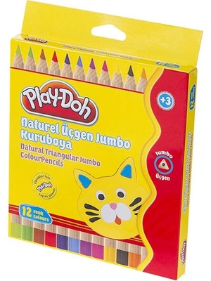 Play-Doh 12 Renk Jumbo Naturel Üçgen Kuruboya 12 Parça Renkli Boya Seti Ku009