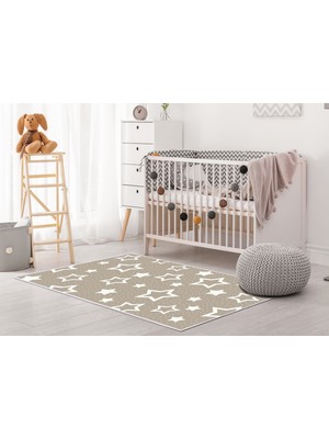 Dekoreko Antialerjik Kaymaz Taban Yıkanabilir Çocuk Odası Halısı 2123 Vizon 100X160 cm