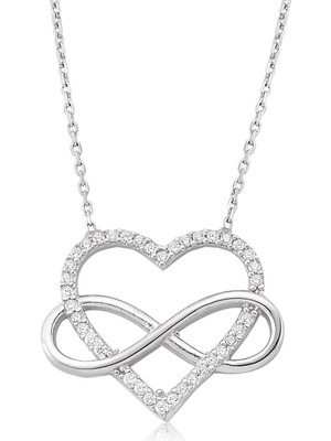 Ervanur Eng2610155- Gümüş Kalp Sonsuzluk Bayan Kolye