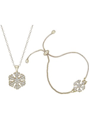 Forentina  Zirkon Taşlı Kartanesi Kolye Bileklik Set Ps0650