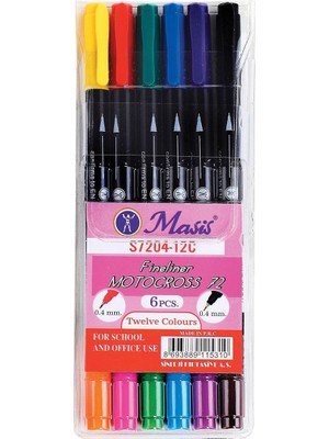Masis 6 Lı Karışık Renk Çift Taraflı Fineliner