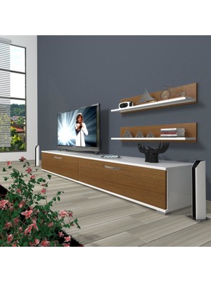 Decoraktiv Eko 4 Slm Std Tv Ünitesi Tv Sehpası Beyaz Ceviz