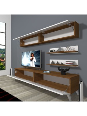 Decoraktiv Eko 5 Mdf Std Retro Tv Ünitesi Tv Sehpası Beyaz Ceviz