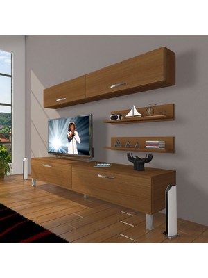 Decoraktiv Eko 5 Slm Std Krom Ayaklı Tv Ünitesi Tv Sehpası Naturel Ceviz
