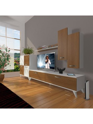 Decoraktiv Eko 6 Slm Std Retro Tv Ünitesi Tv Sehpası Beyaz Ceviz