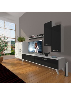 Decoraktiv Eko 6 Slm Std Retro Tv Ünitesi Tv Sehpası Beyaz Siyah
