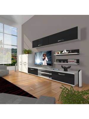 Decoraktiv Eko 6Y Slm Dvd Tv Ünitesi Tv Sehpası Beyaz Siyah