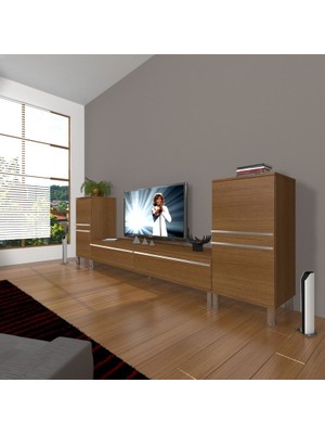 Decoraktiv Eko On2 Mdf Std Krom Ayaklı Tv Ünitesi Tv Sehpası Naturel Ceviz