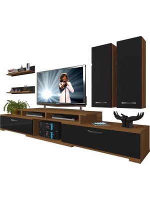Decoraktiv Flex 5D130 MDF Tv Ünitesi Tv Sehpası Ceviz Siyah