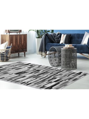 Dekoreko İpek Saçaksız Yıkanabilir Kaymaz Taban Halı 1620 Gri 160X230