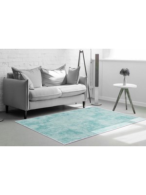 Dekoreko İpek Saçaksız Yıkanabilir Kaymaz Taban Halı 2092 Mavi 80X150