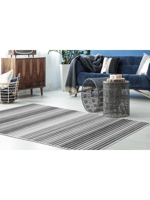 Dekoreko İpek Saçaksız Yıkanabilir Kaymaz Taban Halı 2121 Gri 160X230