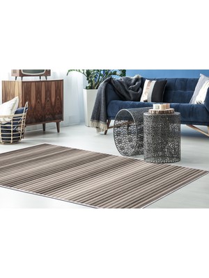 Dekoreko İpek Saçaksız Yıkanabilir Kaymaz Taban Halı 2121 Kahve 160X230
