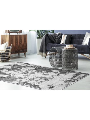 Dekoreko İpek Saçaksız Yıkanabilir Kaymaz Taban Halı 7003 Gri 160X230
