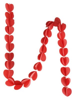 Partici Kalp Sarkıt Kağıt Süs Kırmızı