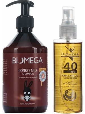 Biomega Eşek Sütü Şampuan 500  ml + 40 Bitki Saç Yağı