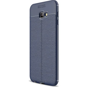 Samsung Galaxy J4 Core Kılıf Deri Dokulu Silikon Lacivert