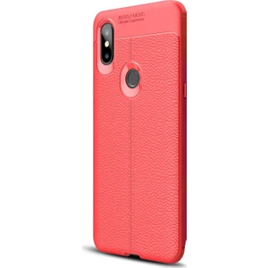 Xiaomi Mi Mix 3 Kılıf Deri Dokulu Silikon Kırmızı