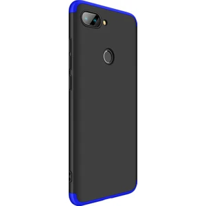 Xiaomi Mi 8 Lite Kılıf Double Dip 360 Protective Siyah Mavi