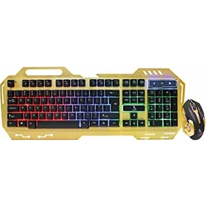 Polygold PG-8014 Işıklı Oyuncu Klavye Mouse Seti - Gold