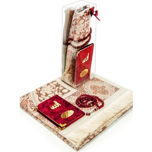 Kadife Kaplı Cep Boy Yasin Kitabı Ve Seccade Tesbih Seti Bordo