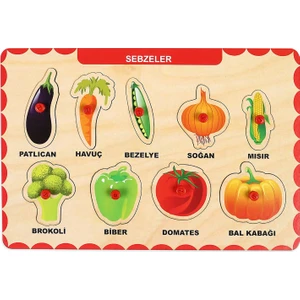 Ahşap Tutmalı Eğitici Yapboz Sebzeler