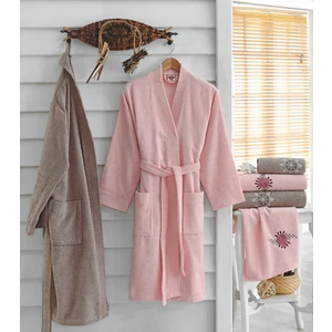 Cotton Box Nakışlı Aile Bornoz Seti Pudra Bej