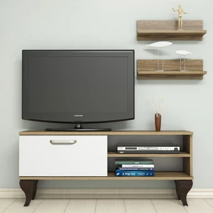 B1230 TV Ünitesi - Duvar Raflı - Tv Sehpası - Ceviz Beyaz