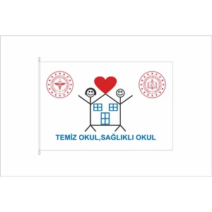 Gönder Bayrak Raşhel Kumaş Temiz Okul Yeni Logo Bayrağı