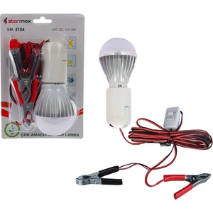 Beyaz Led Ampul Seti Akü Maşalı Ve Çakmaklı Seyyar 4 Metre Uzatma Kablolu 12 V 5W