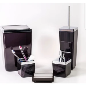 Toskana 5 Parça Banyo Seti Şeffaf Siyah