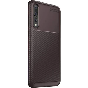 DVR Huawei P20 Pro Silikon Kılıf Ultra Soft Negro Karbon Darbe Emici (Kahverengi) + Cam Ekran Koruyucu