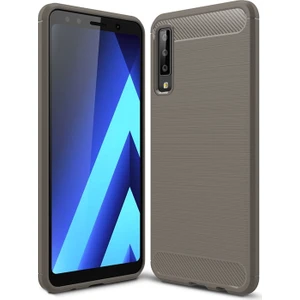 DVR Samsung Galaxy A7 2018 Silikon Kılıf Room Özel Karbon (Füme) + Cam Ekran Koruyucu